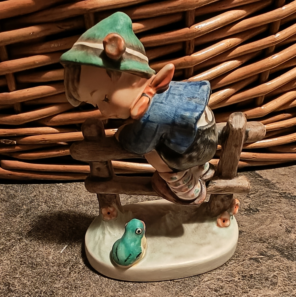 Goebel Vintage 1948 Boy Figurine with Green Hat and Blue Jacket